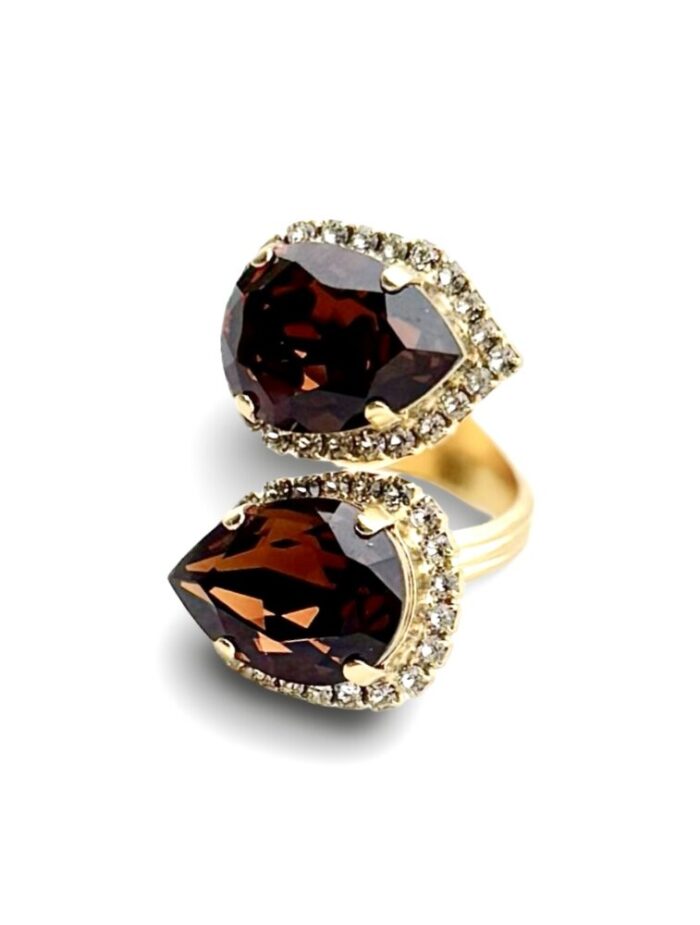 Double Bliss Ring Smoked Topaz