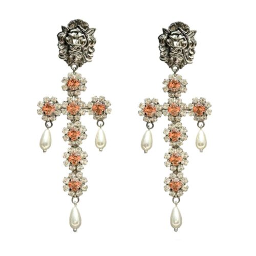 Petites Fleurs Cross Black Silver light peach