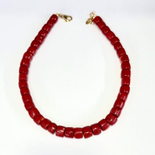 Semi precious bead necklace in Coral shade