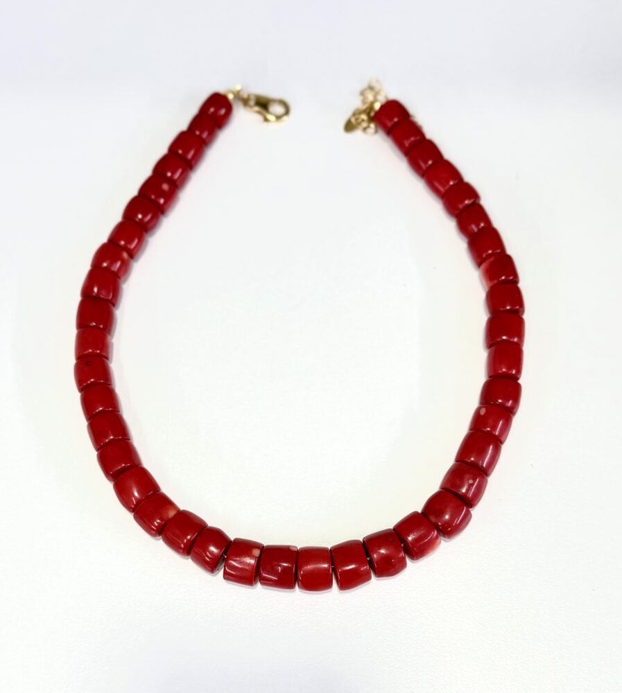 Semi precious bead necklace in Coral shade
