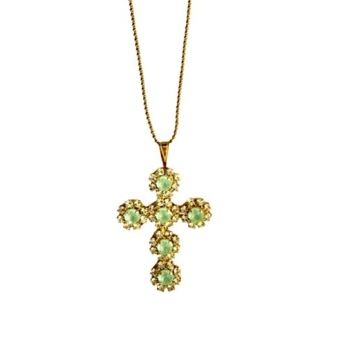 Petites Fleurs Cross Mint Ignite Necklace