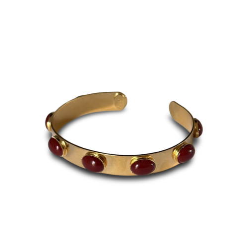 Summer Gold Bracelet Burgundy Cabochons