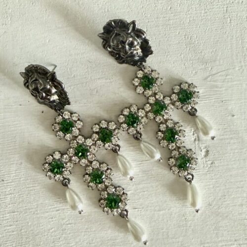 Petites Fleurs Cross Emerald Black Silver